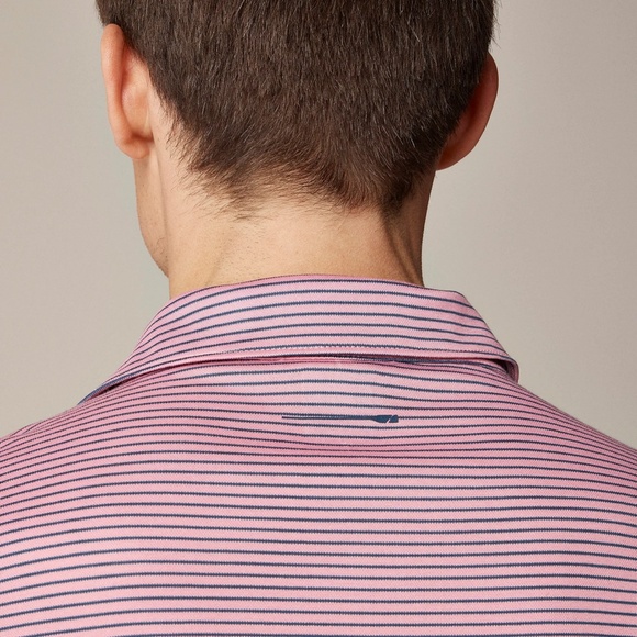New J.CREW Sz M Performance Polo Shirt with COOLMAX in Stripe Mauve $69 BN366 - Picture 3 of 5